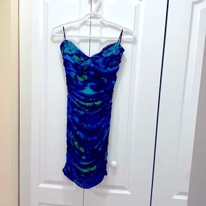 Forever XXI blue rouched tube dress